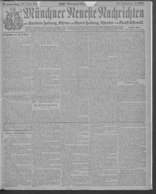 Münchner neueste Nachrichten Donnerstag 27. Juni 1895