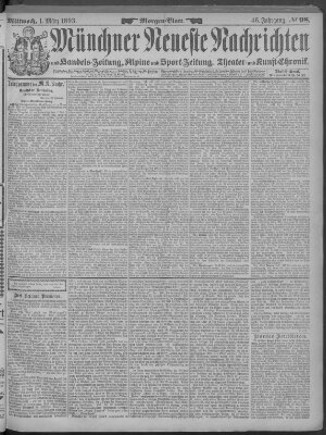 Münchner neueste Nachrichten Mittwoch 1. März 1893