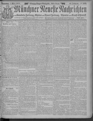 Münchner neueste Nachrichten Sonntag 5. März 1893