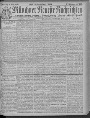 Münchner neueste Nachrichten Mittwoch 8. März 1893