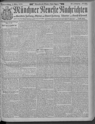 Münchner neueste Nachrichten Donnerstag 9. März 1893