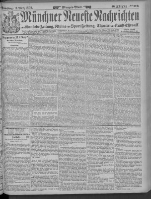 Münchner neueste Nachrichten Samstag 11. März 1893