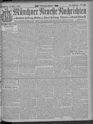 Münchner neueste Nachrichten Samstag 18. März 1893