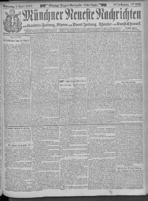 Münchner neueste Nachrichten Sonntag 9. April 1893