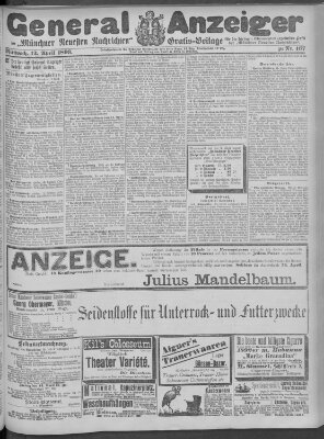Münchner neueste Nachrichten Mittwoch 12. April 1893