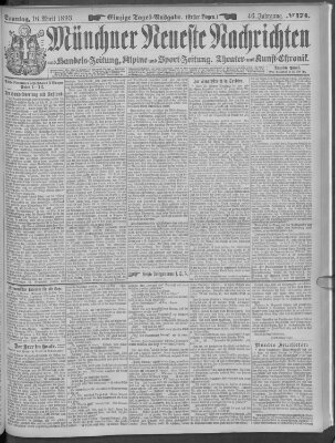 Münchner neueste Nachrichten Sonntag 16. April 1893