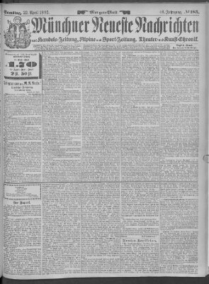 Münchner neueste Nachrichten Samstag 22. April 1893