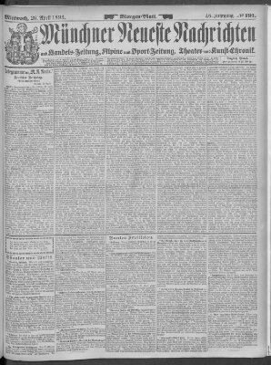 Münchner neueste Nachrichten Mittwoch 26. April 1893