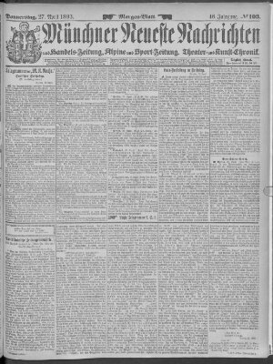 Münchner neueste Nachrichten Donnerstag 27. April 1893