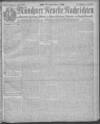 Münchner neueste Nachrichten Donnerstag 9. Juli 1896