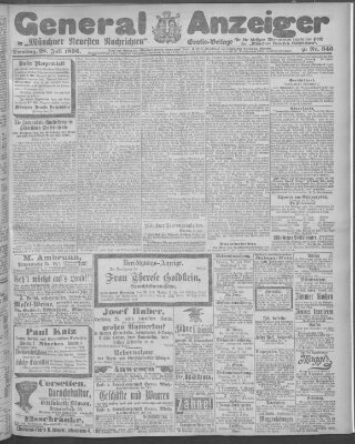 Münchner neueste Nachrichten Dienstag 28. Juli 1896