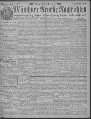 Münchner neueste Nachrichten Montag 4. Januar 1897