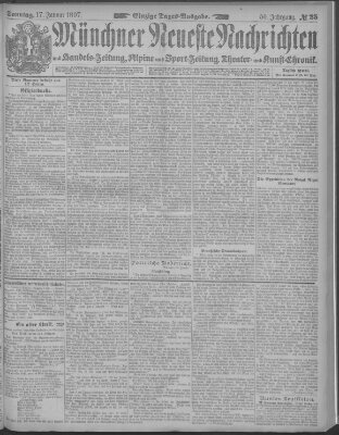 Münchner neueste Nachrichten Sonntag 17. Januar 1897