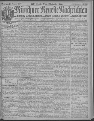 Münchner neueste Nachrichten Montag 18. Januar 1897