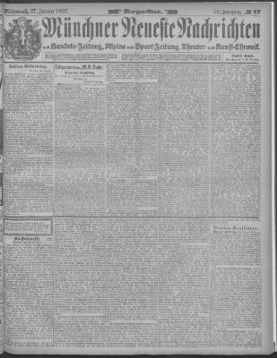 Münchner neueste Nachrichten Mittwoch 27. Januar 1897