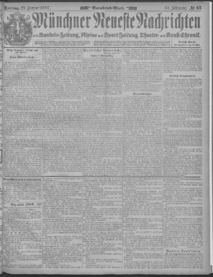 Münchner neueste Nachrichten Freitag 29. Januar 1897