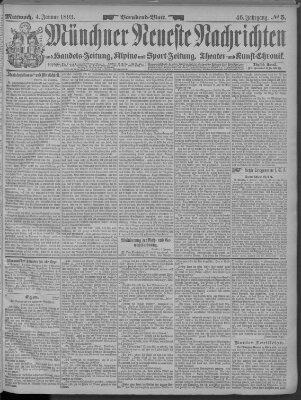 Münchner neueste Nachrichten Mittwoch 4. Januar 1893