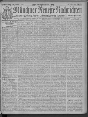 Münchner neueste Nachrichten Donnerstag 12. Januar 1893