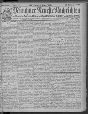 Münchner neueste Nachrichten Mittwoch 18. Januar 1893