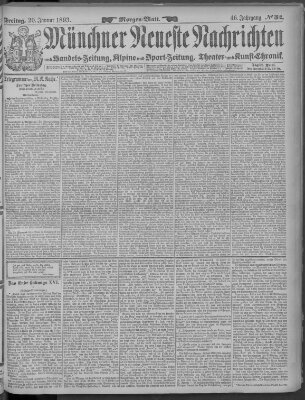 Münchner neueste Nachrichten Freitag 20. Januar 1893