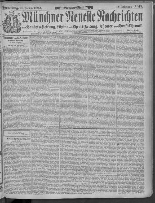 Münchner neueste Nachrichten Donnerstag 26. Januar 1893