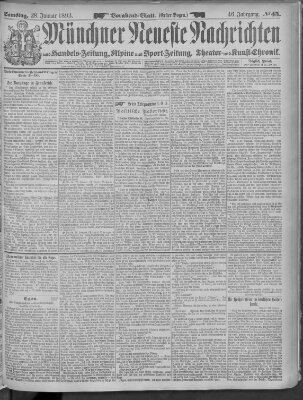 Münchner neueste Nachrichten Samstag 28. Januar 1893