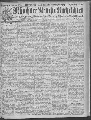 Münchner neueste Nachrichten Sonntag 12. Februar 1893