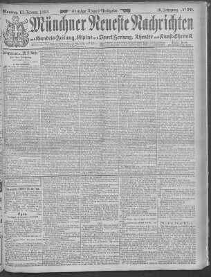 Münchner neueste Nachrichten Montag 13. Februar 1893