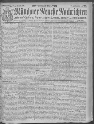 Münchner neueste Nachrichten Donnerstag 16. Februar 1893