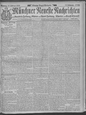 Münchner neueste Nachrichten Montag 20. Februar 1893