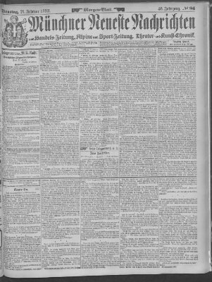 Münchner neueste Nachrichten Dienstag 21. Februar 1893