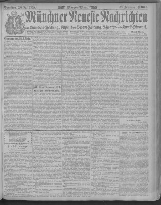 Münchner neueste Nachrichten Samstag 20. Juli 1895