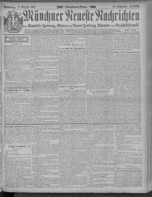 Münchner neueste Nachrichten Samstag 17. August 1895