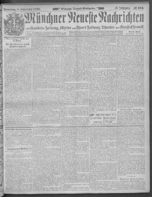 Münchner neueste Nachrichten Sonntag 6. September 1896