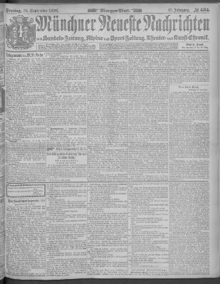 Münchner neueste Nachrichten Freitag 18. September 1896