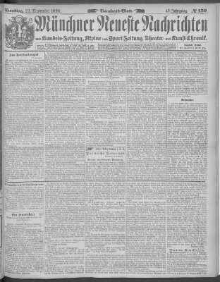 Münchner neueste Nachrichten Dienstag 22. September 1896