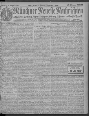 Münchner neueste Nachrichten Sonntag 9. August 1896