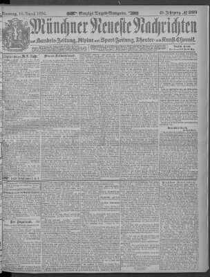 Münchner neueste Nachrichten Montag 10. August 1896