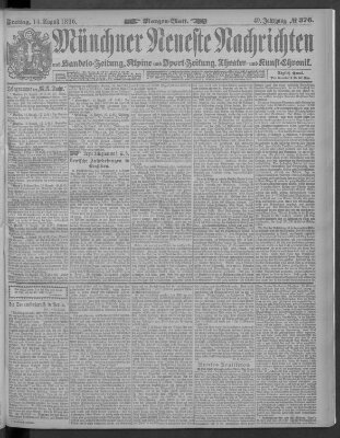 Münchner neueste Nachrichten Freitag 14. August 1896