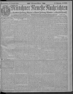 Münchner neueste Nachrichten Donnerstag 20. August 1896