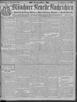 Münchner neueste Nachrichten Samstag 3. November 1894