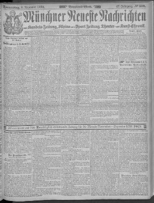 Münchner neueste Nachrichten Donnerstag 8. November 1894