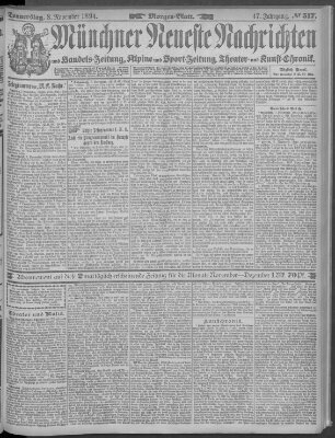 Münchner neueste Nachrichten Donnerstag 8. November 1894