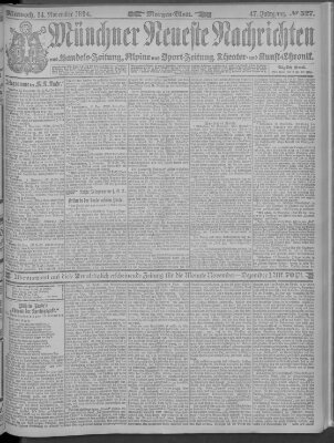 Münchner neueste Nachrichten Mittwoch 14. November 1894