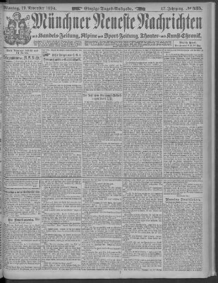 Münchner neueste Nachrichten Montag 19. November 1894