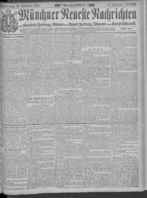 Münchner neueste Nachrichten Donnerstag 22. November 1894