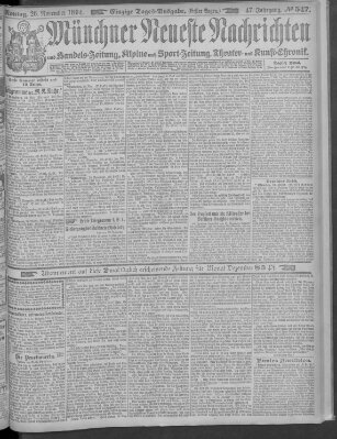 Münchner neueste Nachrichten Montag 26. November 1894