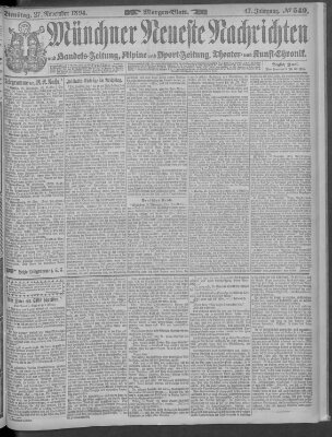 Münchner neueste Nachrichten Dienstag 27. November 1894