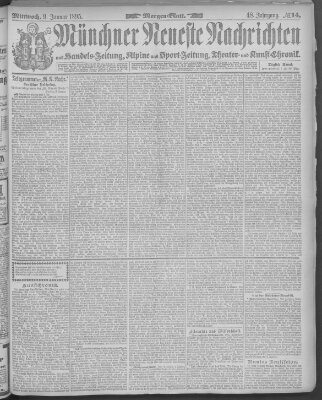 Münchner neueste Nachrichten Mittwoch 9. Januar 1895