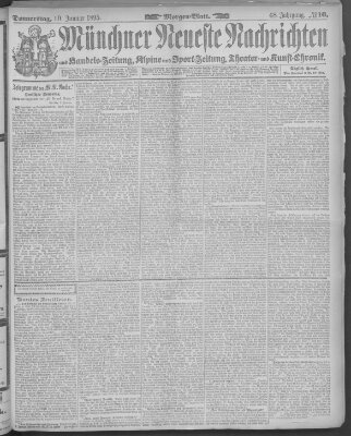 Münchner neueste Nachrichten Donnerstag 10. Januar 1895